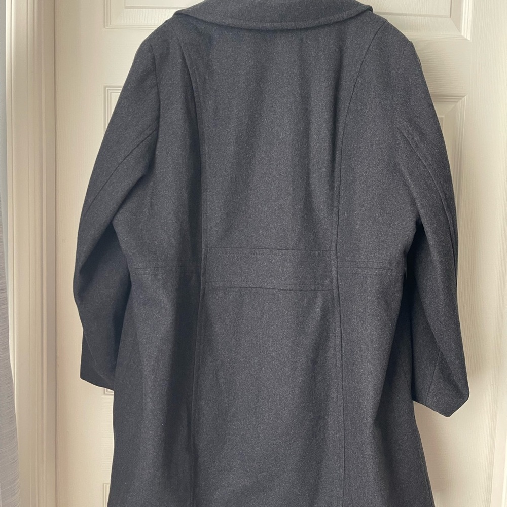 Anne Klein Charcoal Double-Breasted Pea Coat - Picture 4 of 4